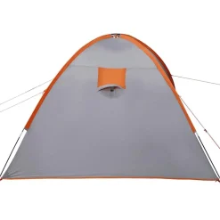 vidaXL Actividades Al Aire Libre-Tienda familiar con cúpula impermeable 8 personas gris naranja