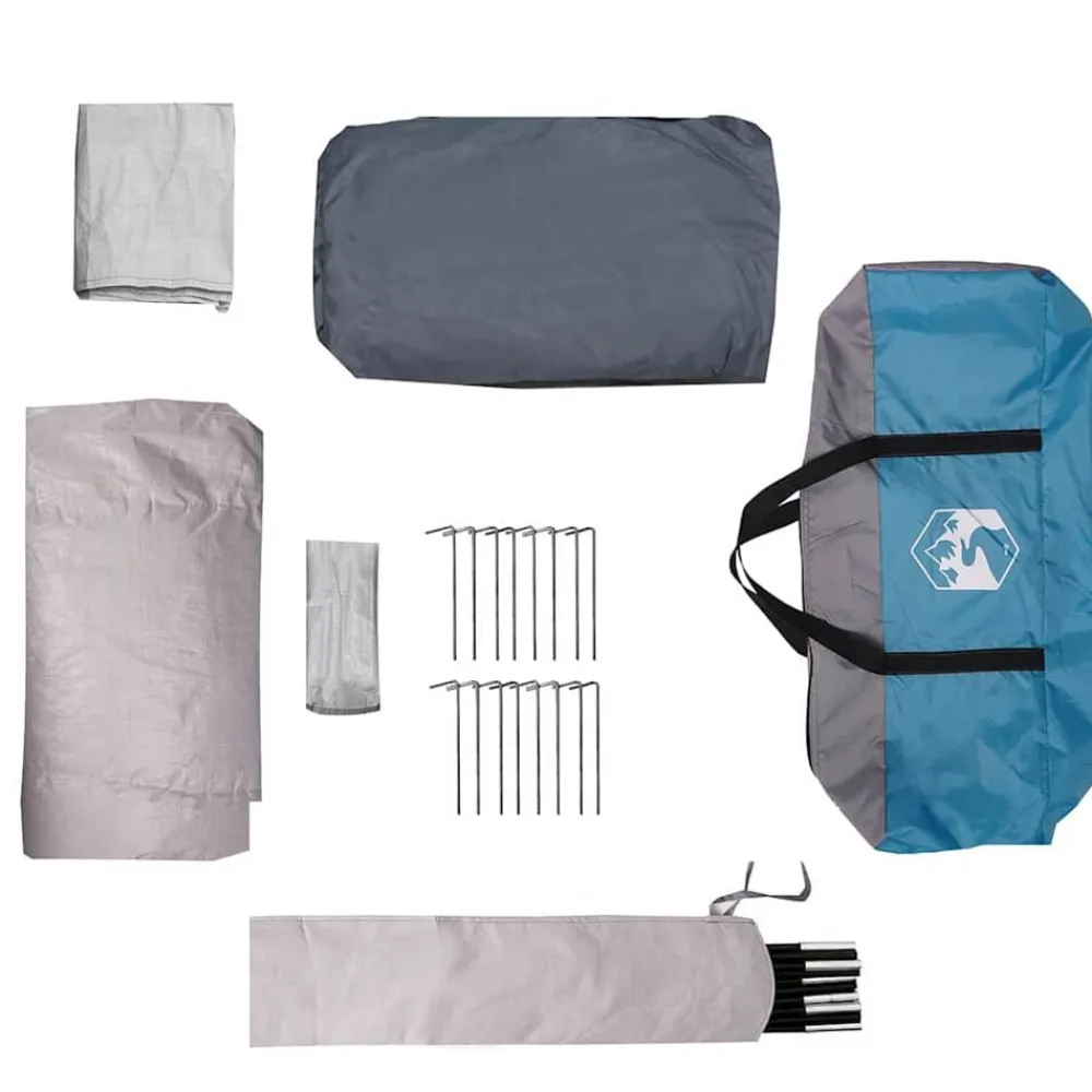 vidaXL Tienda Familiar con techo y gris 435 x 255 x 216 cm Azul Sale