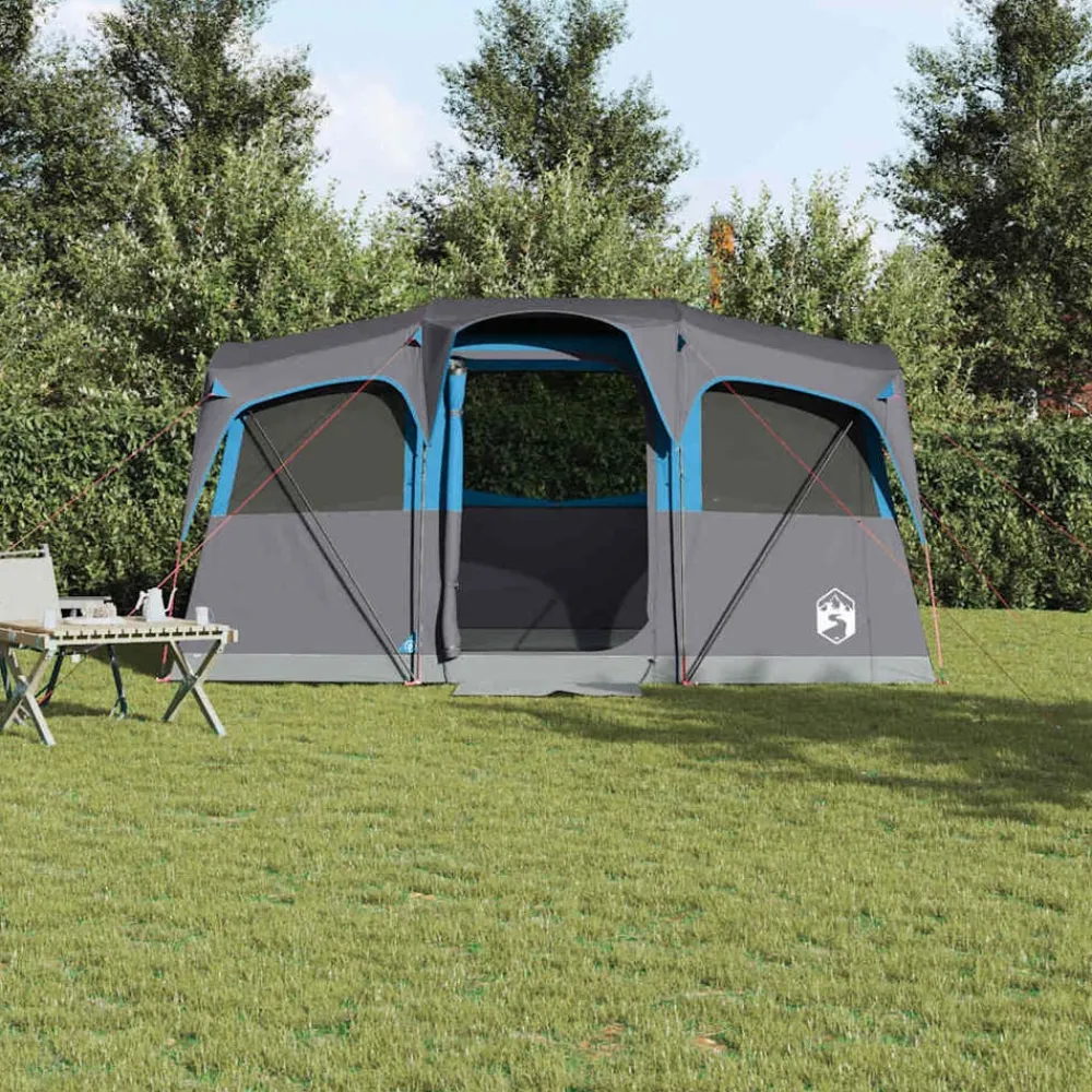 vidaXL Tienda Familiar con techo y gris 435 x 255 x 216 cm Azul Sale