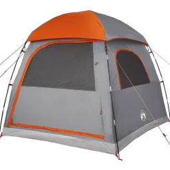 vidaXL Actividades Al Aire Libre-Tienda familiar Igloo para 6 personas impermeable gris naranja