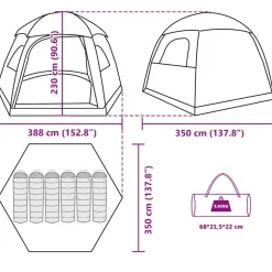 vidaXL Actividades Al Aire Libre-Tienda familiar Igloo para 6 personas impermeable gris naranja