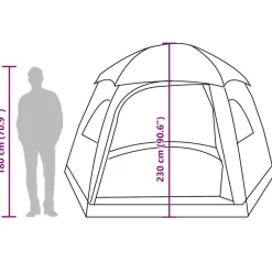 vidaXL Actividades Al Aire Libre-Tienda familiar Igloo para 6 personas impermeable gris naranja