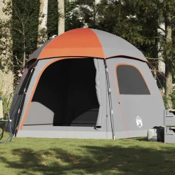 vidaXL Actividades Al Aire Libre-Tienda familiar Igloo para 6 personas impermeable gris naranja
