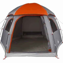 vidaXL Actividades Al Aire Libre-Tienda familiar Igloo para 6 personas impermeable gris naranja