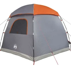 vidaXL Actividades Al Aire Libre-Tienda familiar Igloo para 6 personas impermeable gris naranja