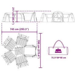 vidaXL Tienda Familiar para 20 Personas y 745 x 700 x 217 cm Verde Discount
