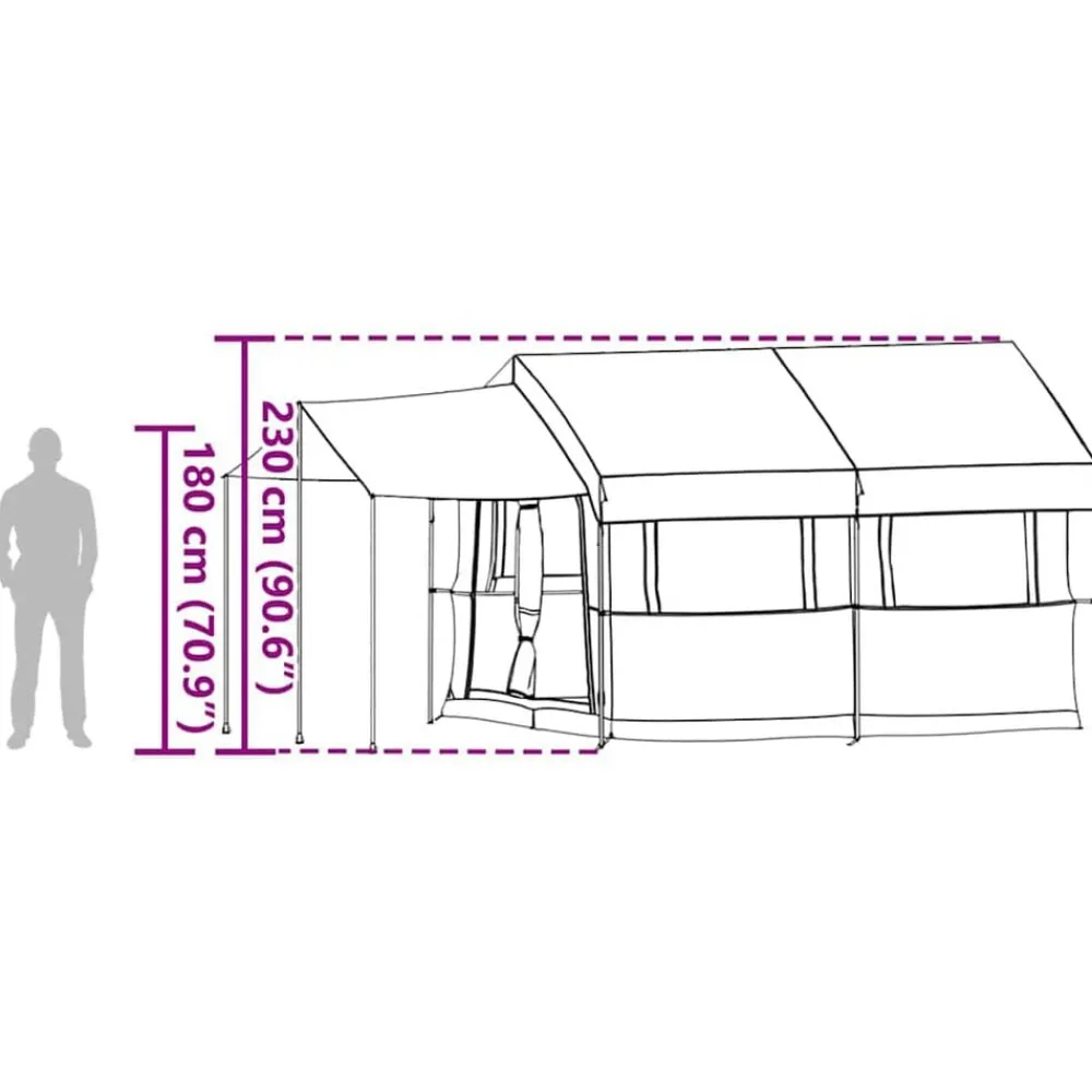 vidaXL Actividades Al Aire Libre-Tienda familiar para 4 personas y gris 324 x 255 x 230 cm
