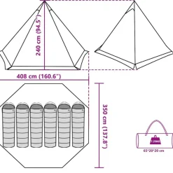 vidaXL Actividades Al Aire Libre-Tienda familiar tipi para 6 personas impermeable naranja