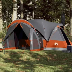 vidaXL Actividades Al Aire Libre-Tienda familiar tipi para 8 personas impermeable gris naranja