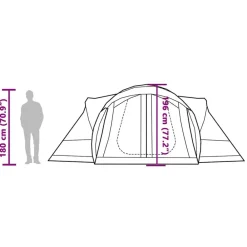 vidaXL Actividades Al Aire Libre-Tienda familiar tipi para 8 personas impermeable gris naranja