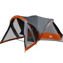 vidaXL Actividades Al Aire Libre-Tienda familiar tipi para 8 personas impermeable gris naranja
