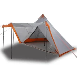 vidaXL Tienda familiar tipi para 8 personas impermeable gris naranja Gris y naranja New
