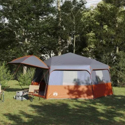 vidaXL Tienda instantánea con mosquitera para 12 personas de liberación rápida Gris y naranja New