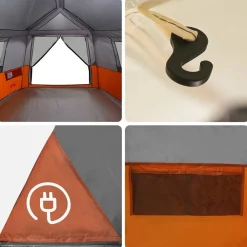 vidaXL Tienda instantánea con mosquitera para 12 personas de liberación rápida Gris y naranja New