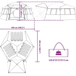 vidaXL Tienda instantánea con mosquitera para 12 personas de liberación rápida Gris y naranja New