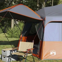 vidaXL Tienda instantánea con mosquitera para 12 personas de liberación rápida Gris y naranja New