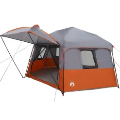 vidaXL Tienda instantánea con mosquitera para 12 personas de liberación rápida Gris y naranja New