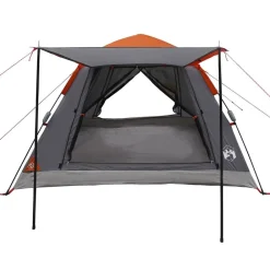vidaXL Tienda Instantánea con Lluvias para 3 Personas de Liberación Rápida Gris y naranja Best