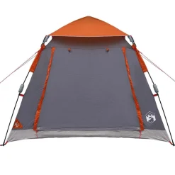 vidaXL Tienda Instantánea con Lluvias para 3 Personas de Liberación Rápida Gris y naranja Best