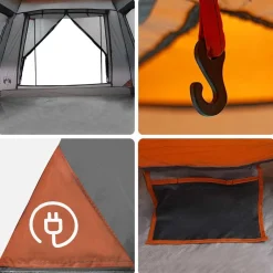 vidaXL Tienda Instantánea con Lluvias para 3 Personas de Liberación Rápida Gris y naranja Best