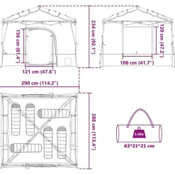 vidaXL Tienda interior con techo 290 x 288 x 234 cm tafetán Azul Online