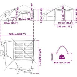 vidaXL Actividades Al Aire Libre-Tienda interior 520 x 520 x 190 cm tafetán