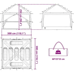 vidaXL Actividades Al Aire Libre-Tienda interior para 7 personas y Gris 300 x 300 x 250 cm