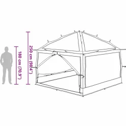 vidaXL Actividades Al Aire Libre-Tienda interior para 7 personas y Gris 300 x 300 x 250 cm