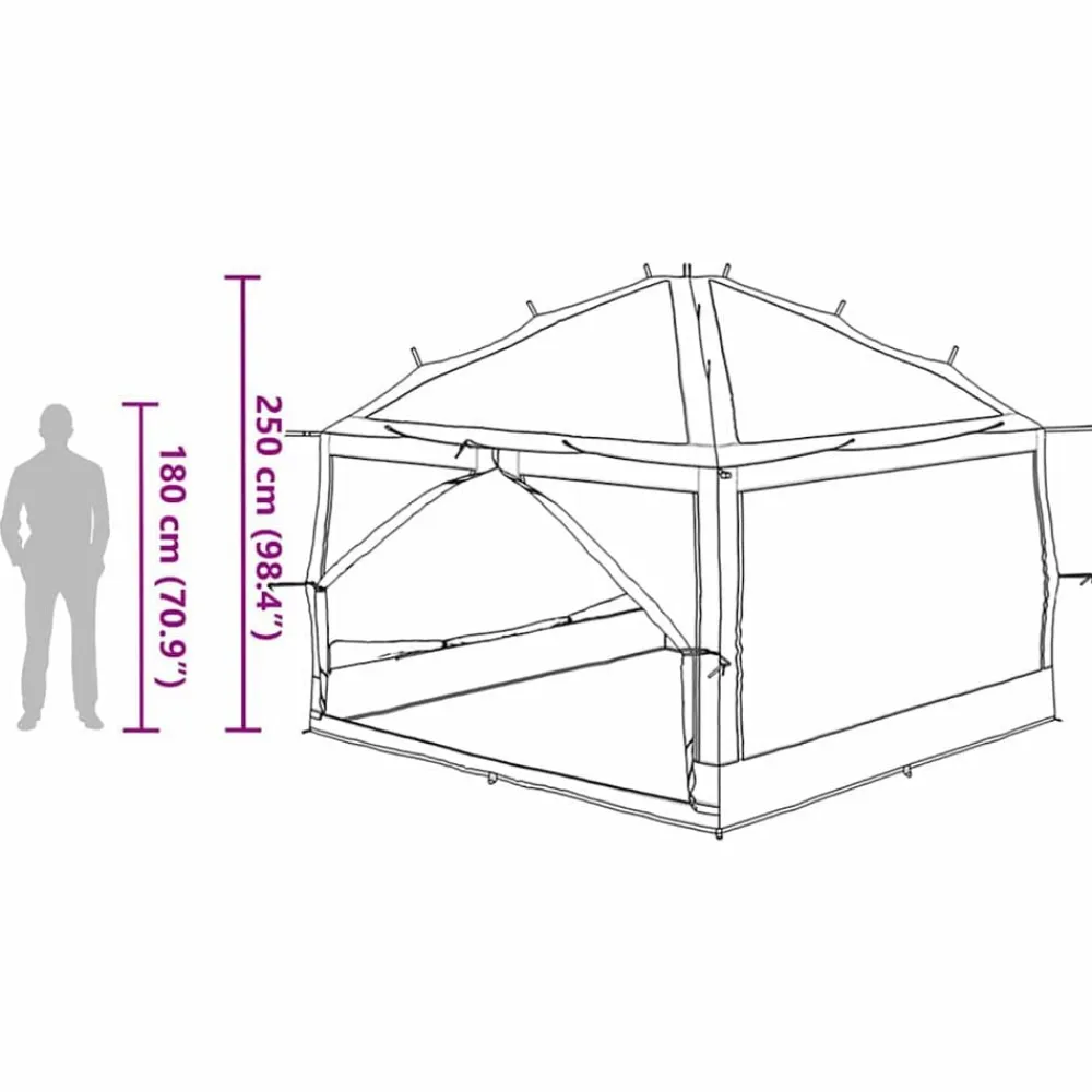 vidaXL Actividades Al Aire Libre-Tienda interior para 7 personas y Gris 300 x 300 x 250 cm