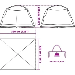 vidaXL Tienda mosquitera con techo Azul Azure 320 x 320 x 218 cm Azul celeste Best