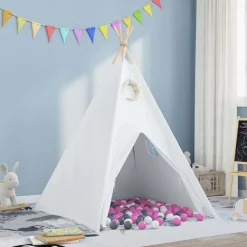 vidaXL Tienda tipi 120 x 120 x 150 cm Tela y Plástico /gris/rosa Clearance