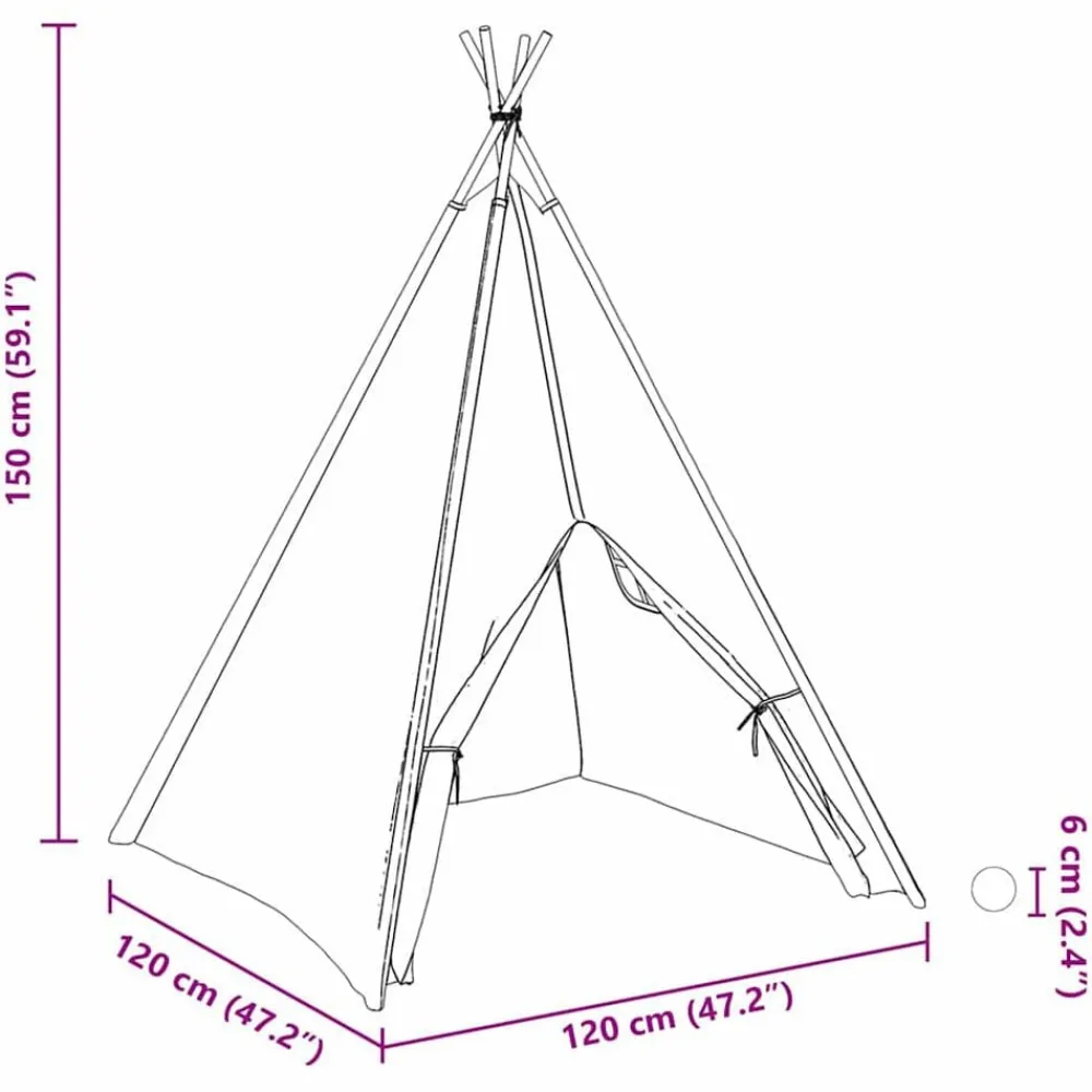 vidaXL Tienda tipi 120 x 120 x 150 cm Tela y Plástico /gris/rosa Clearance