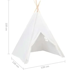 vidaXL Tienda tipi niños y bolsa piel melocotón 120x120x150cm Blanco