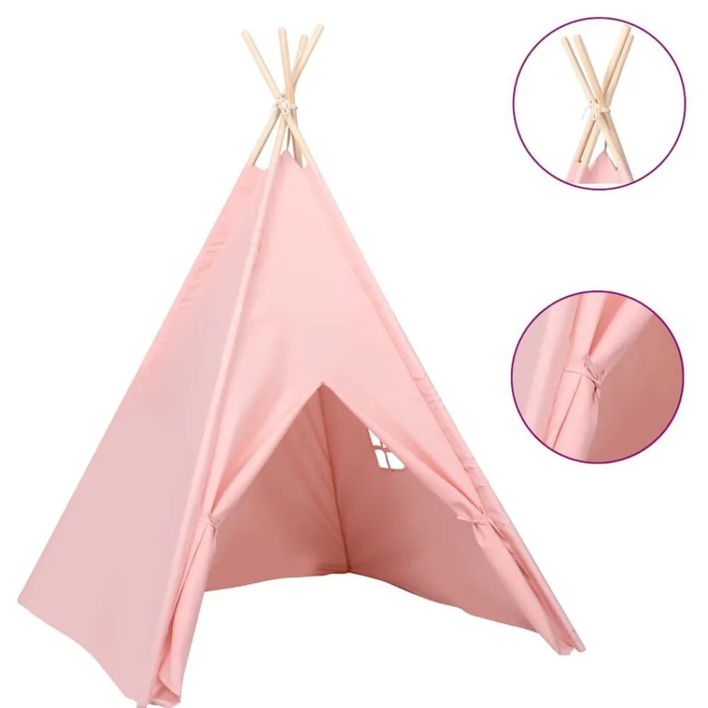 vidaXL Tienda tipi niños y bolsa piel de melocotón 120x120x150cm Rosa Online
