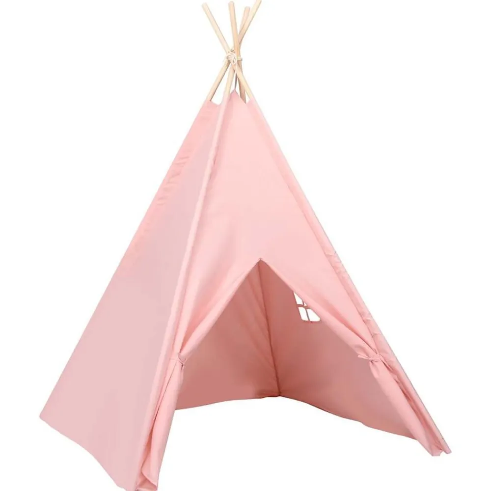 vidaXL Tienda tipi niños y bolsa piel de melocotón 120x120x150cm Rosa Online