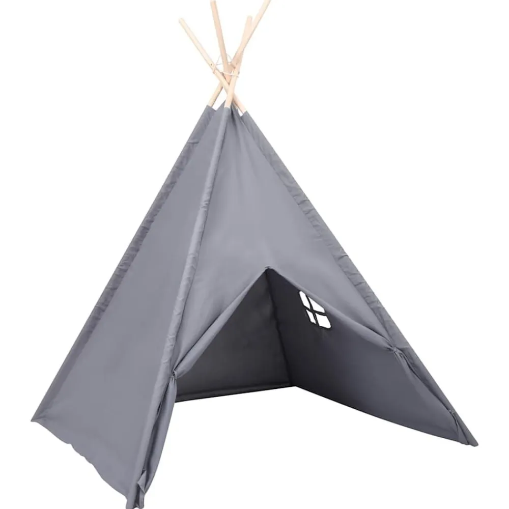 vidaXL Tienda tipi niños y bolsa piel de melocotón 120x120x150cm Gris Outlet