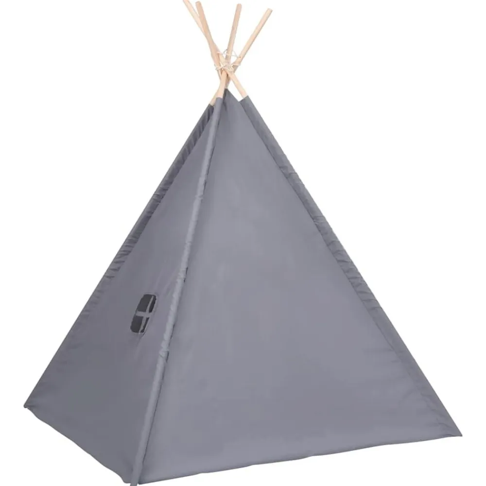 vidaXL Tienda tipi niños y bolsa piel de melocotón 120x120x150cm Gris Outlet