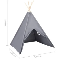 vidaXL Tienda tipi niños y bolsa piel de melocotón 120x120x150cm Gris Outlet