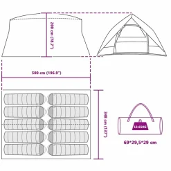 vidaXL Actividades Al Aire Libre-Tienda túnel 500 x 348 x 200 cm tafetán