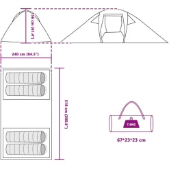 vidaXL Tienda túnel 510 x 240 x 156 cm tafetán Gris y naranja Best