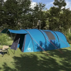 vidaXL Tienda túnel para 4 personas y gris 740 x 370 x 220 cm Azul