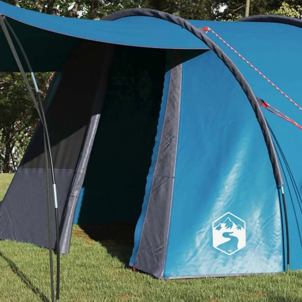 vidaXL Tienda túnel para 4 personas y gris 740 x 370 x 220 cm Azul