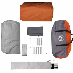 vidaXL Tienda túnel para 4 personas 778 x 356 x 210 cm Gris y naranja Clearance