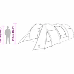 vidaXL Tienda túnel para 4 personas 778 x 356 x 210 cm Gris y naranja Clearance