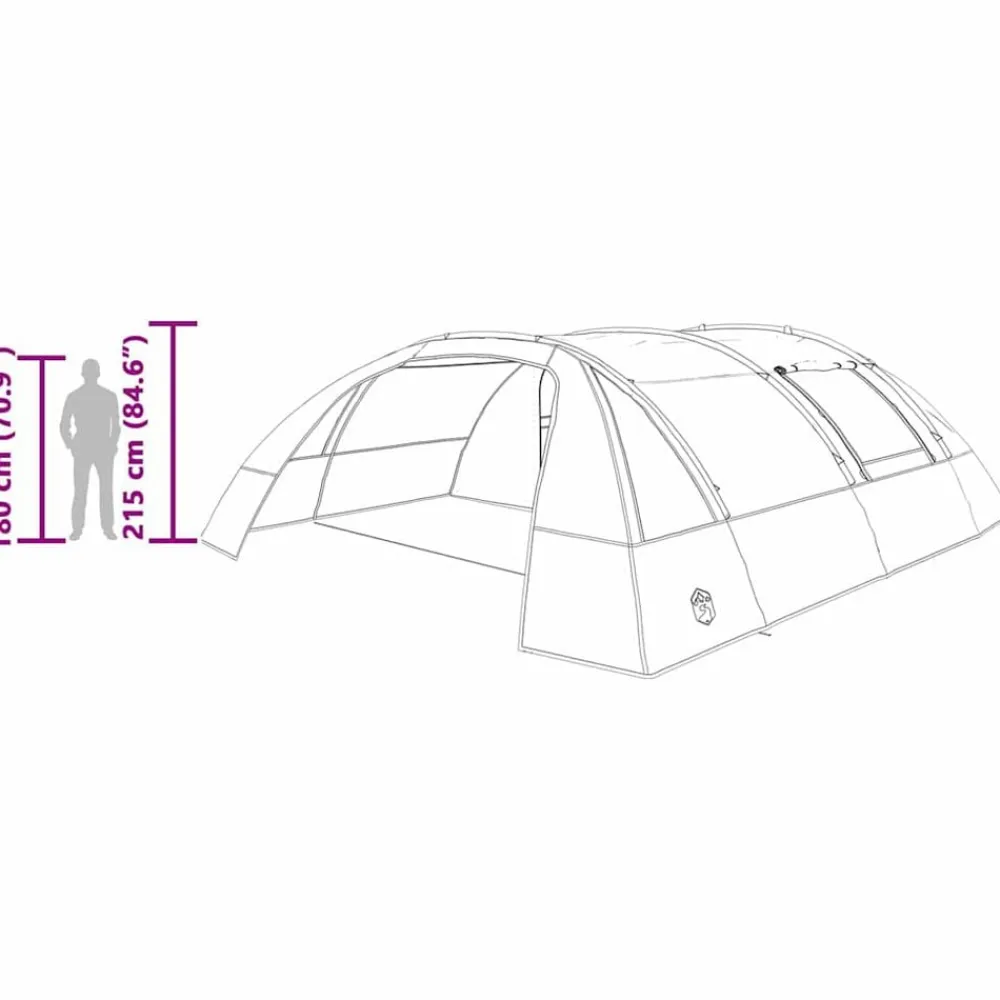 vidaXL Actividades Al Aire Libre-Tienda túnel para 6 personas y gris 700 x 590 x 215 cm