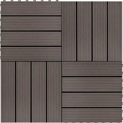 vidaXL Productos Del Hogar-Tile de Decking 11 pcs Marrón Oscuro 30 x 30 cm WPC
