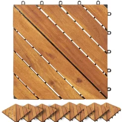 vidaXL Tile de Decking 10 pcs Marrón 30 x 30 cm Madera de Acacia Marr&oacute;n Online