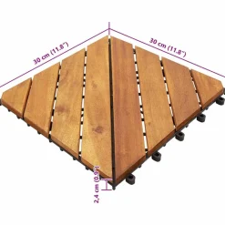 vidaXL Tile de Decking 10 pcs Marrón 30 x 30 cm Madera de Acacia Marr&oacute;n Online