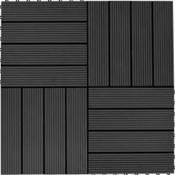 vidaXL Tile de Decking 11 pcs 30 x 30 cm WPC Negro New