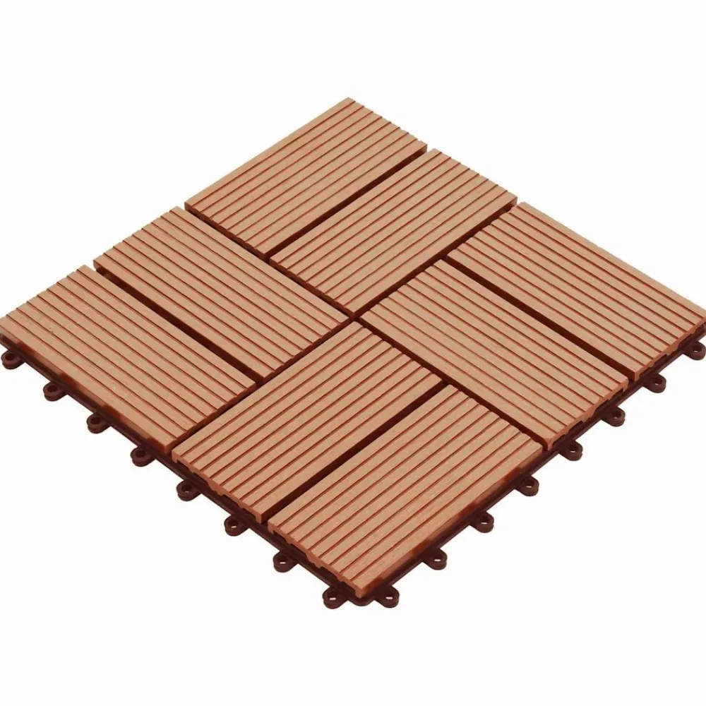 vidaXL Productos Del Hogar-Tile de Decking 11 pcs Teca 30 x 30 cm WPC